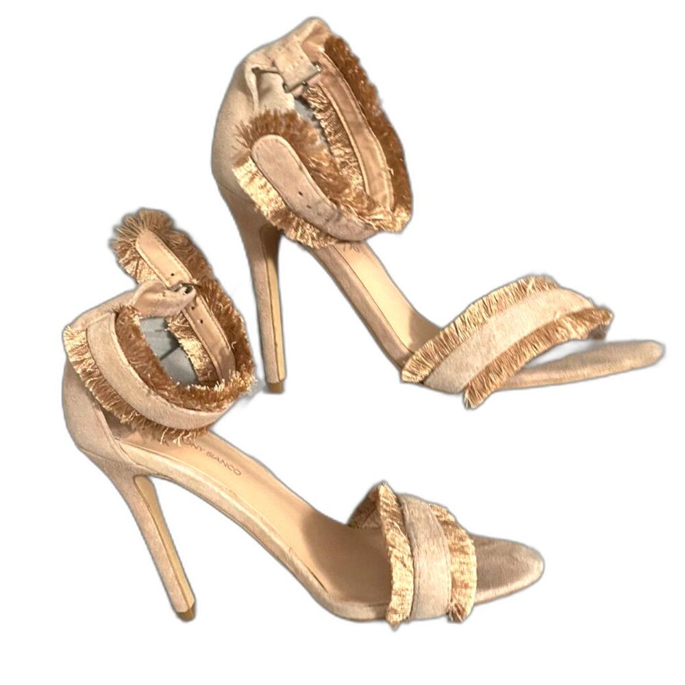 Tony Bianco Kimi Suede Leather Heels with Fringe, Blush Pink Size 7.5